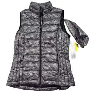 32 Degrees Down Vest Womens Small Black Space Dye Packable Puffer Gilet NWT